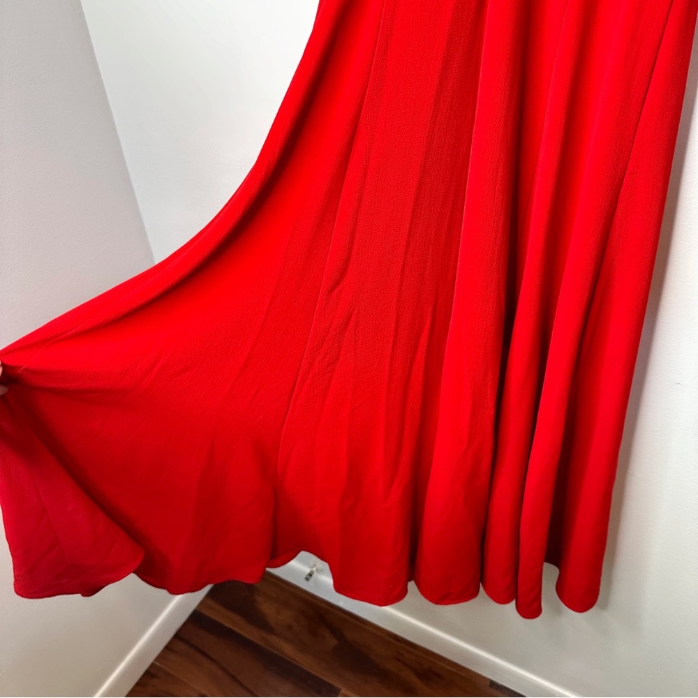 Betsy Johnson Pebble Crepe Midi Dress with Shoulder Ties in
Red Size 2 - Picture 12 of 13